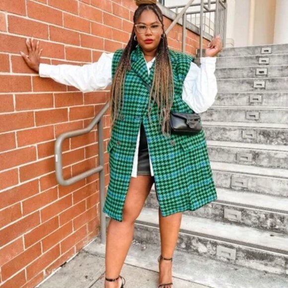 Target Future Collective Kahlana Barfield Brown Long Vest Coat Dress (Size 2X) - Picture 5 of 15